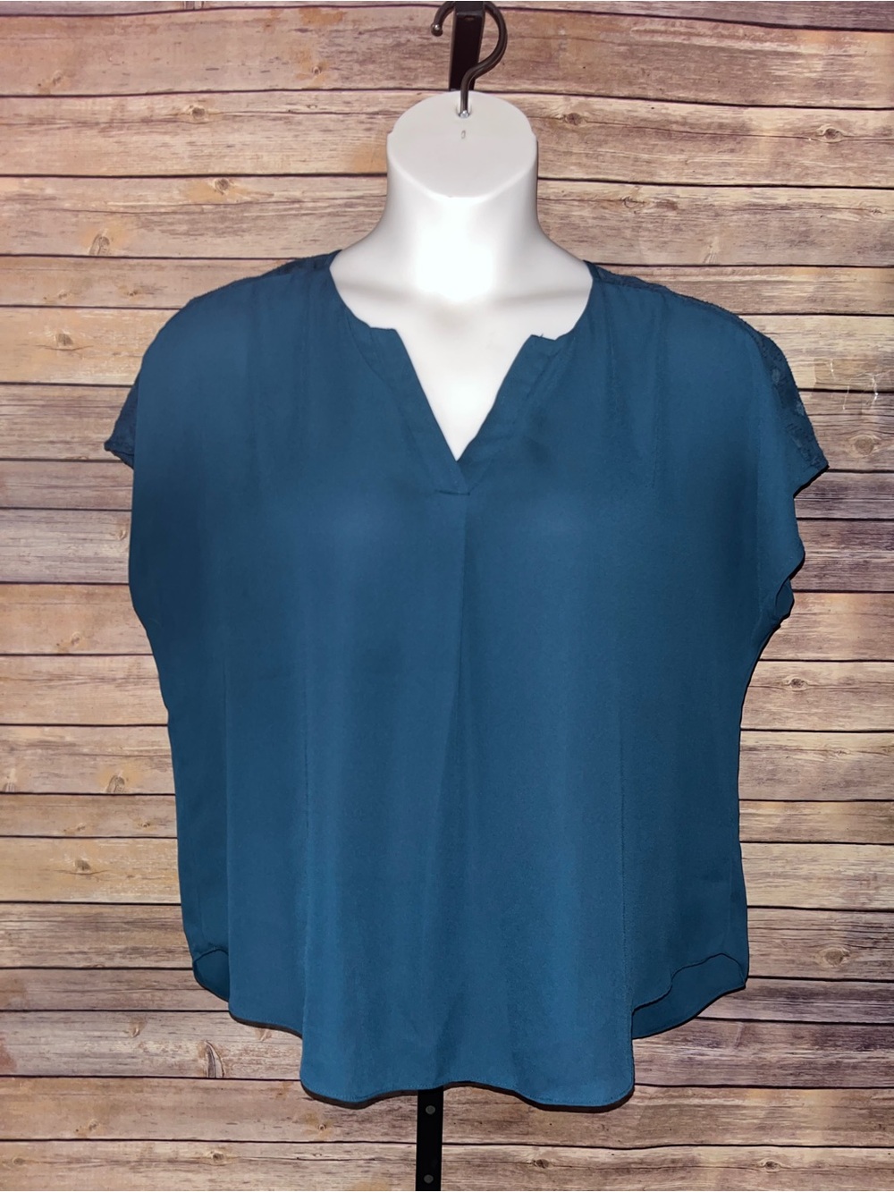 EST. 1946 Teal Split-Neck Blouse - Size XL